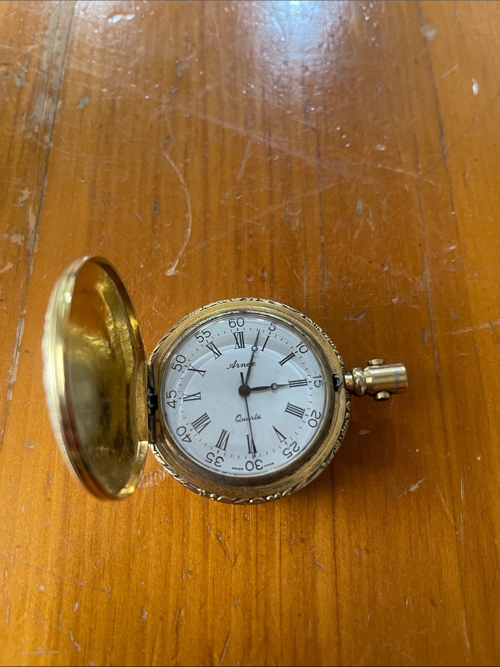 Gold-tone Pocket Watch with Roman Dial